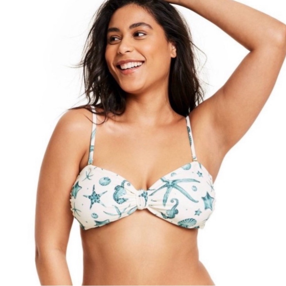 AGUA BENDITA Target Women’s Top 1X Bandeau Seahorse Ocean Print Swim.